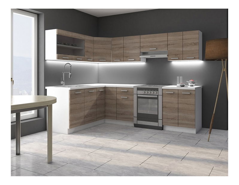 Bucătărie Merasoja II (alb + sonoma trufă)