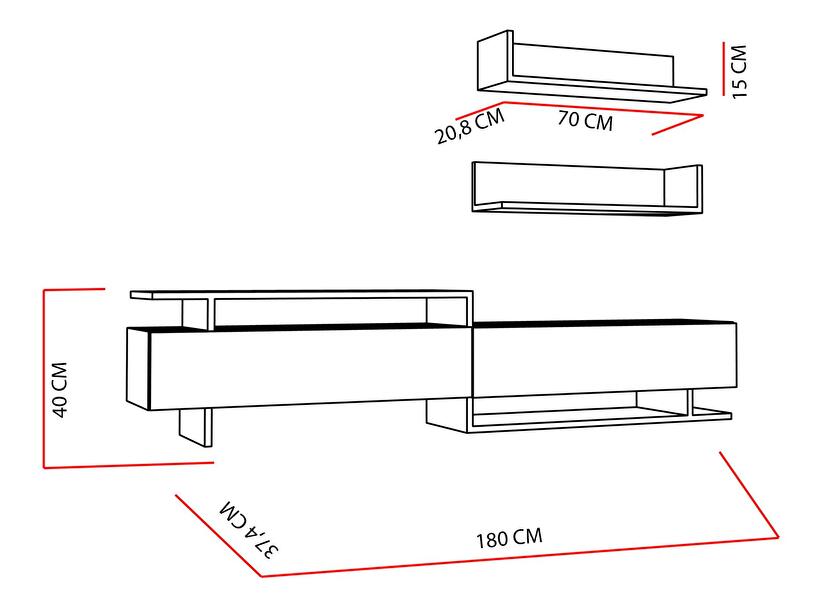 Obývacia stena Alcaraz (teak + biela) 