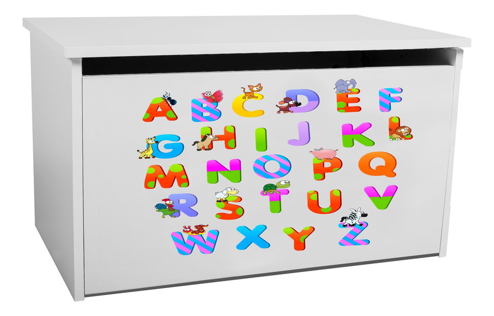 Úložný box pre deti Davina (biela + abeceda)