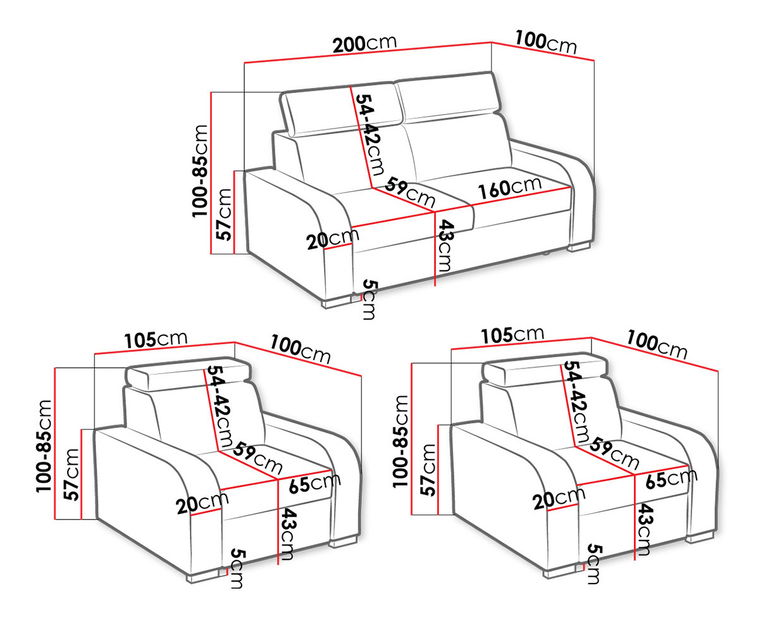 Garnitura za sjedenje Losar 3 + 1 + Lyseri 1 (kurkuma)