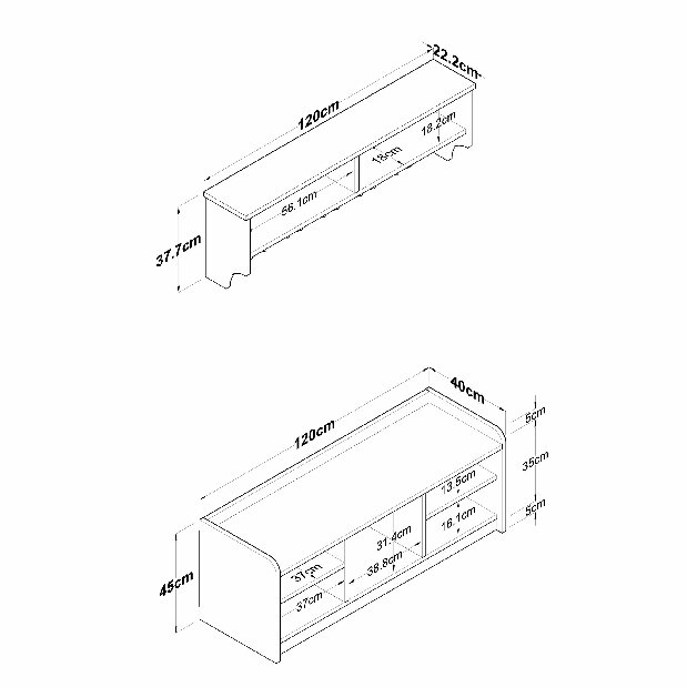 Set mobilier pentru hol Pixie 2 (alb + nuc) *vânzare stoc