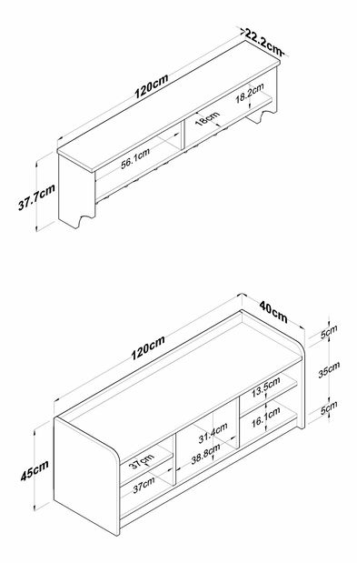 Előszoba szett Pixie 2 (fehér + dió)