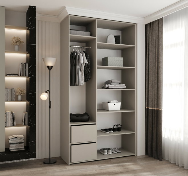 Ruhásszekrény 130 cm Carmela 50-3 (kasmír + arany)