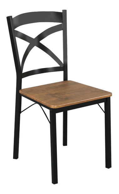 Set mobilier sufragerie Hungria (stejar închis + negru) (pentru 4 persoane)