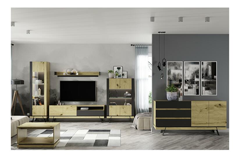 Mobilier living Stacee 1 (stejar navarra + negru)