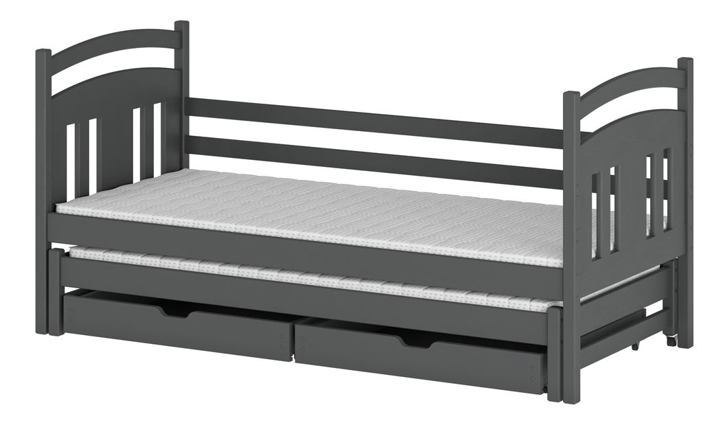 Detská posteľ 80 x 180 cm FELTON (s roštom a úl. priestorom) (grafit)