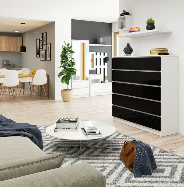 Komoda Kapil III (čierny lesk)