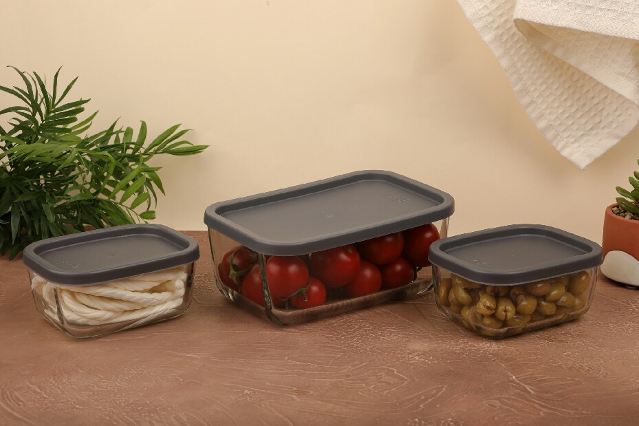 Set recipiente alimente (3 buc.) Cubicon (transparent)