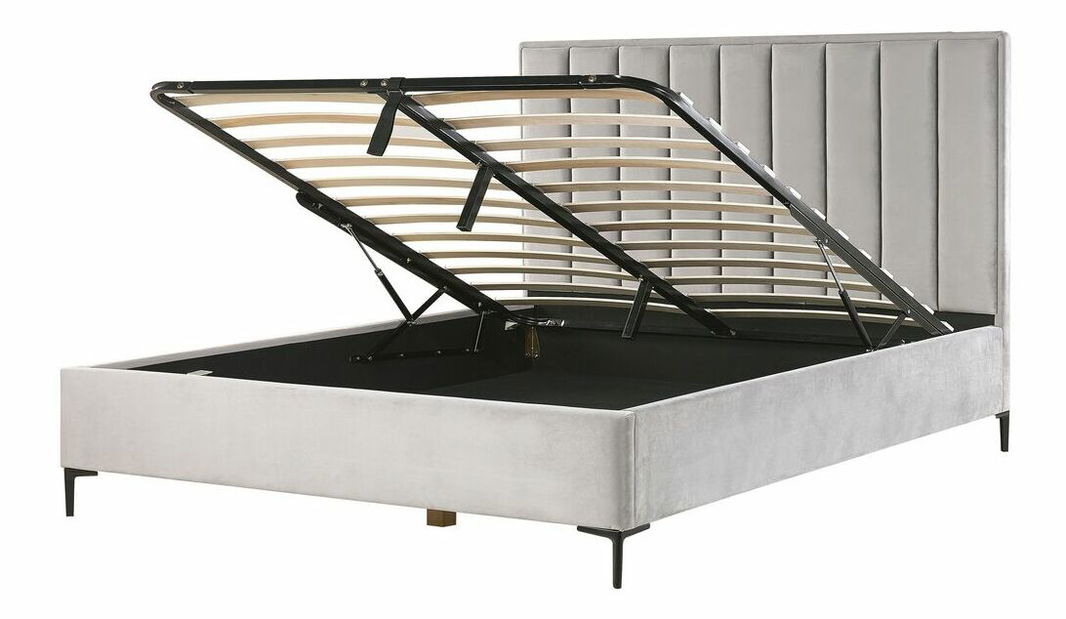 Manželská posteľ 180x200 cm Sanaza (svetlosivá) (s úložným priestorom)