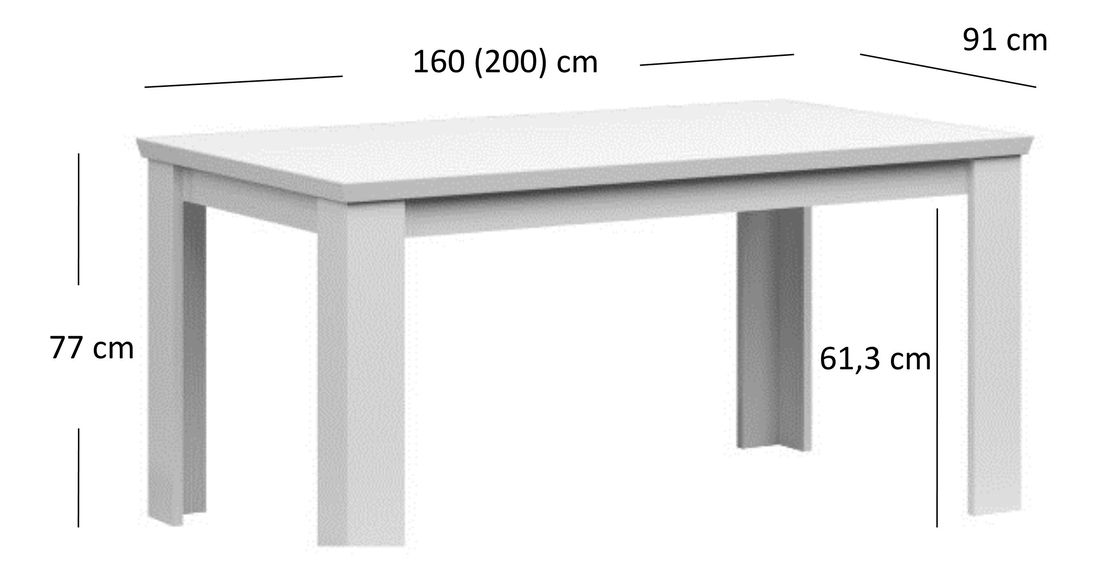 Rozkladací jedálenský stôl Alethia (biela) (pre 6 až 8 osôb)