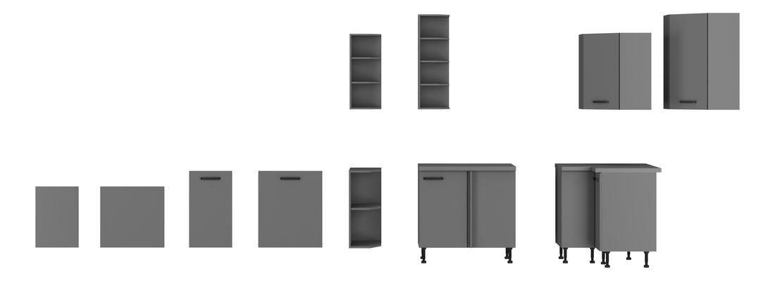 Kutna kuhinja Nesia (250 + 280 cm) (antracit)