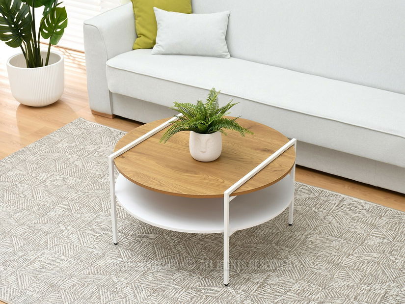 Măsuță de cafea Dario (stejar alb + alb)