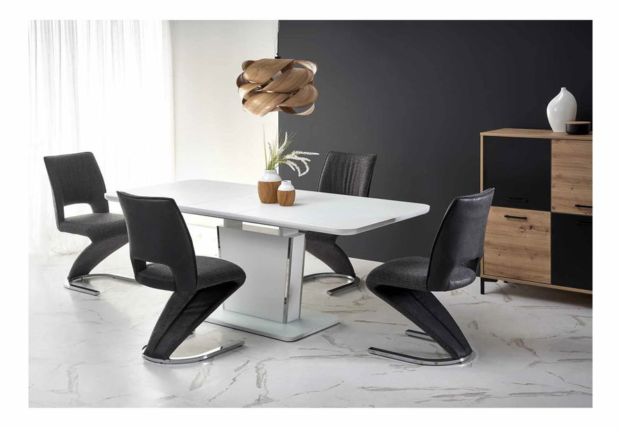 Rozkladací jedálenský stôl 160-200 cm Boyce (biela) (pre 6 8 osôb)