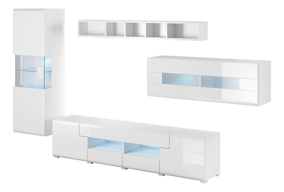 Set za dnevni boravak Tamie (bijela + bijeli sjaj)