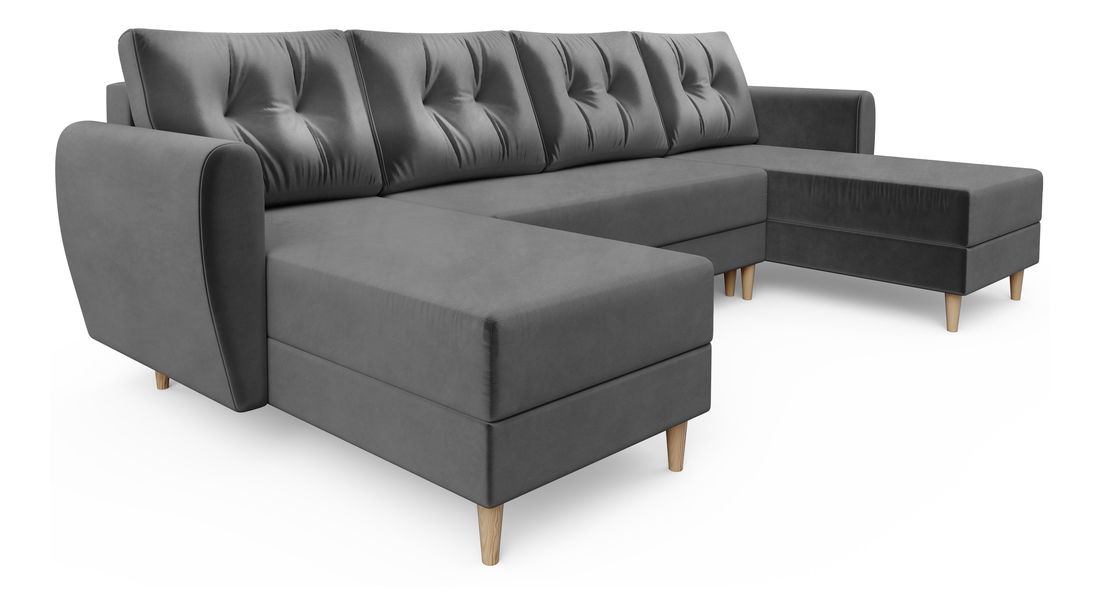 Kutna garnitura u obliku U Paladio (tamno siva) (L)