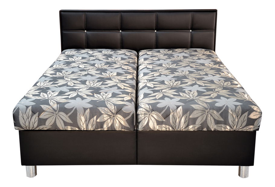 Franciaágy 180 cm Belle (szürke + fekete) (ágyrácsokkal és matracokkal)