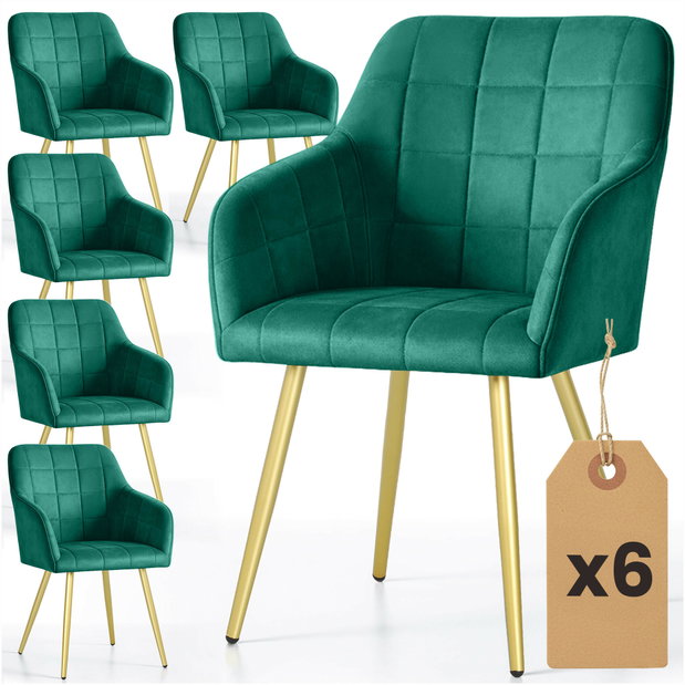 Set blagovaonskih stolica (6 kom.) Luxembourg (tamnozelena + zlatna)