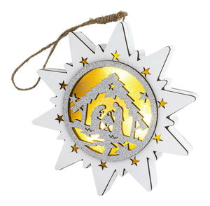 Drevená hviezda s vyobrazením betlehemu RXL 463