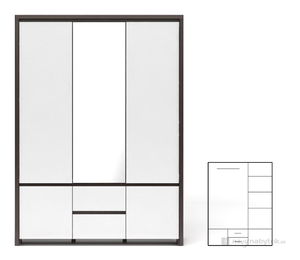 Dulap de haine Kaspian SZF5D2S (wenge + Alb lucios)