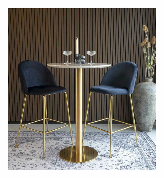 Barový stôl Bvaria 6 (biela + mosadzná)