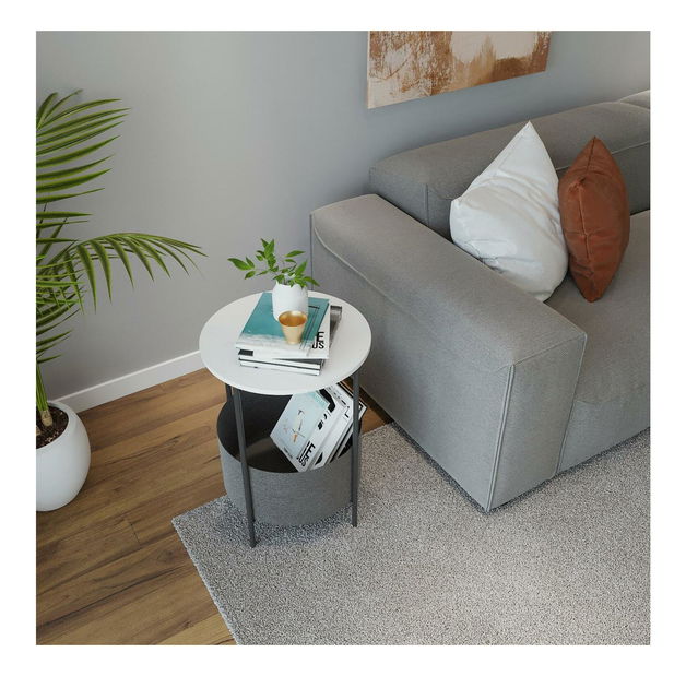 Măsuță laterală Lonupi (alb + negru) 