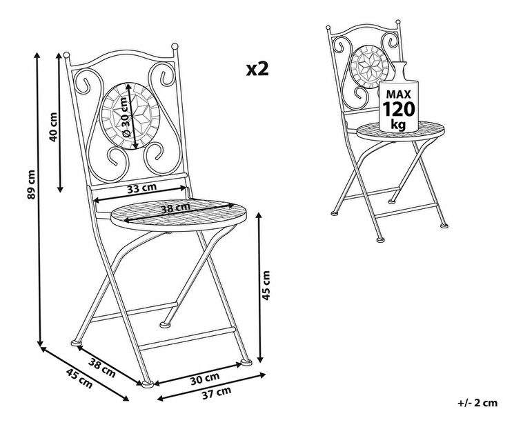 Set vrtnih stolica (2 kom.) Cliff (crna)