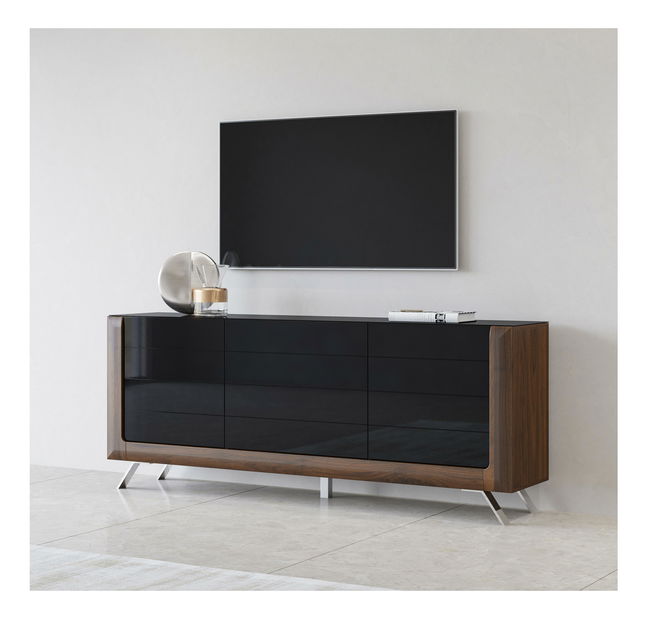 Dulap Kassie Typ 25 (negru lucios + nuc columbia)