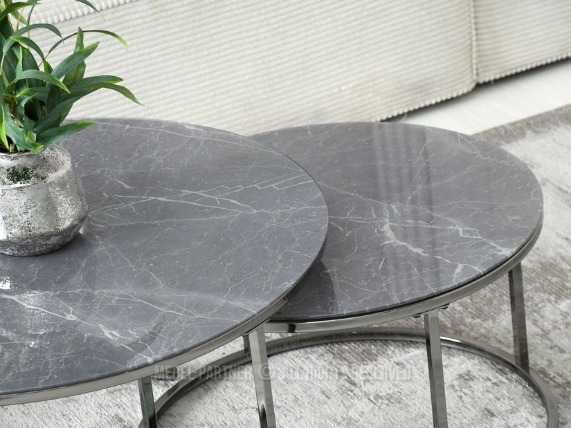 Konferenčný stolík Grande (mramorovo sivá + čierna)
