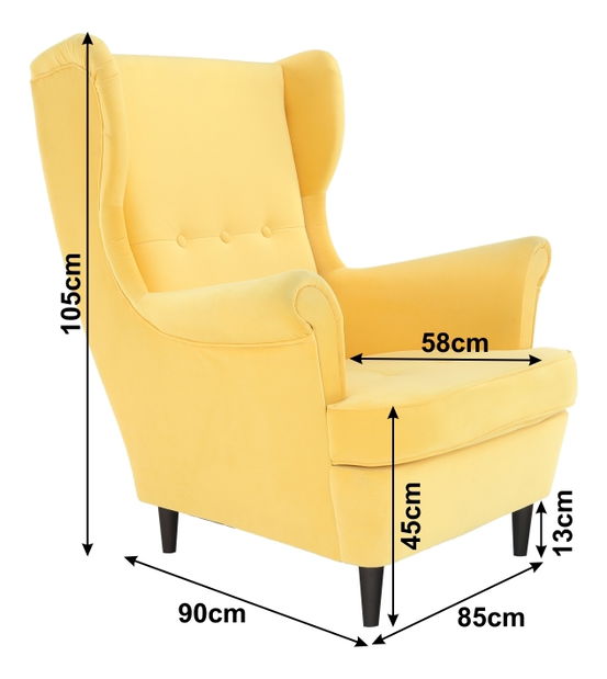 Fotoliu cu urechi Rytu (galben + wenge)