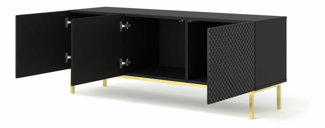 TV stolić/ormarić C 3D 150 Rowanna (crna sjajna + zlatna)