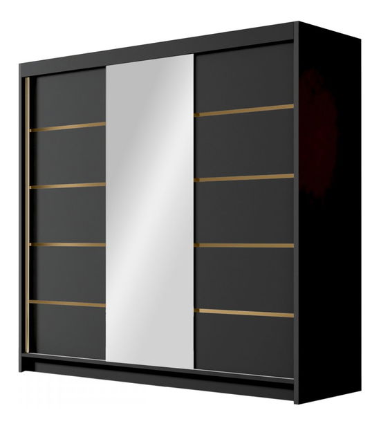 Dulap de haine cu uși culisante Fozzurt VI 200 (Alb + auriu) (cu oglindă)