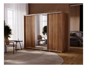 Dulap de haine cu uși glisante Settrona 1 (Stejar catania) (cu oglindă)