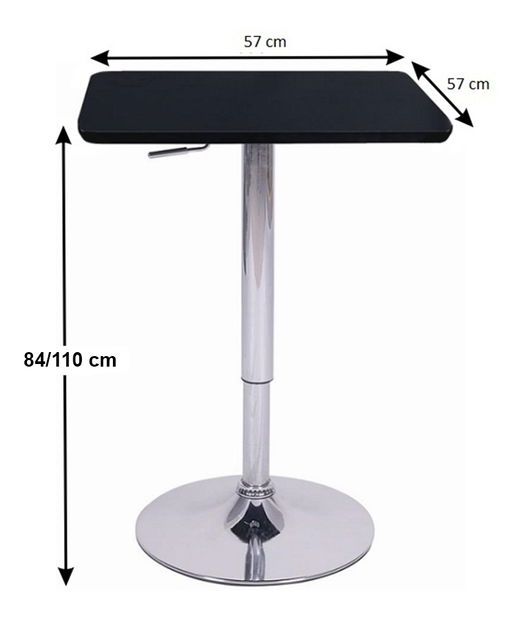 Masă tip bar Freya (negru + Crom)