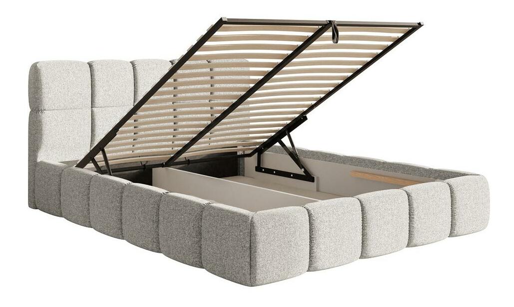 Franciaágy 140 cm Cirsten 140 (ágyráccsal) (tárolóhellyel) (világosszürke)