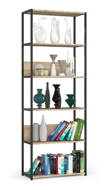 Regál Loriana IV (fekete + szonoma tölgy)