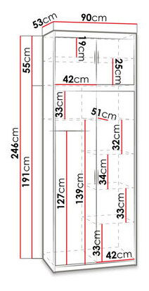 Dulap de haine cu suprastructură Malunas 2D (Stejar lefkas) 