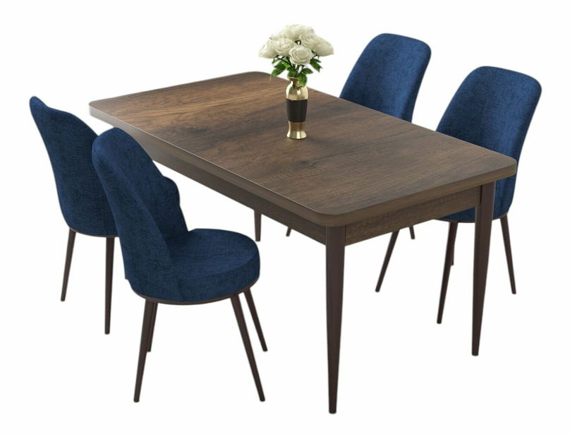 Jedálenský set Nilla (orech barokový + námornícka modrá) (pre 4 osoby)
