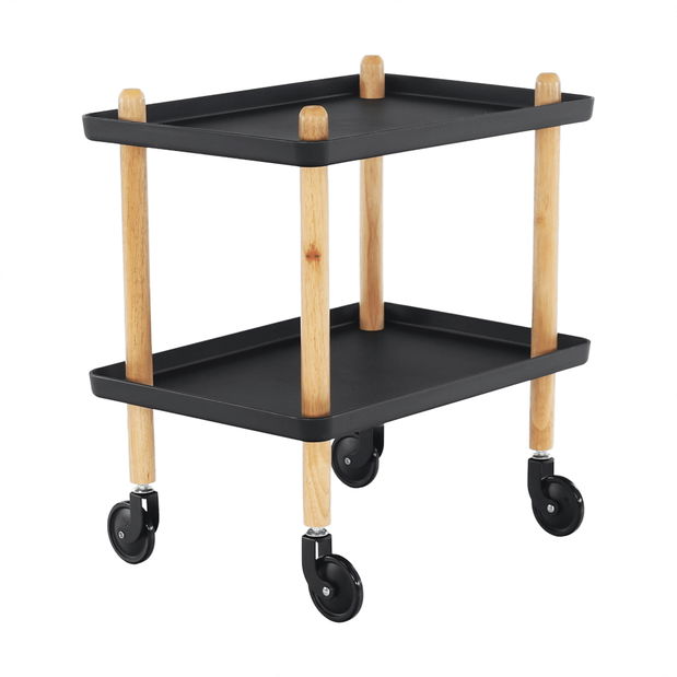 Servírovací vozík Ponteo (čierna + prírodná)