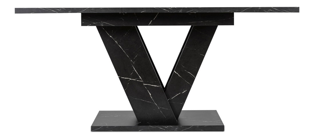 Masă sufragerie extensibilă Comentado (marmură negru + auriu) (pentru 4-6 persoane)