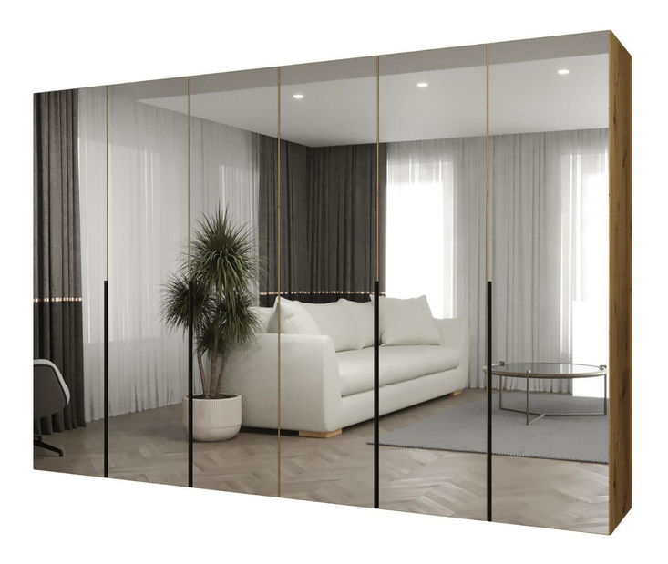 Dulap de haine 300 cm Alice 3 (Stejar artisan + Negru)