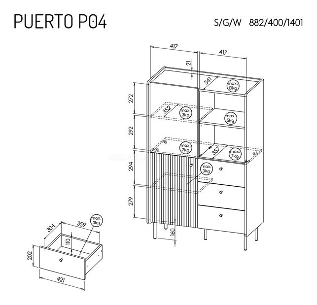Iroda bútor Presuntos 3 (fekete)