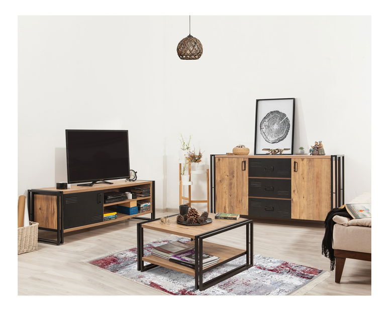 Set mobilier living Cosmopolitan 13 (atlantic pin + negru)