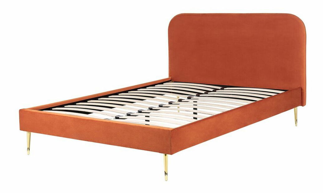 Pat matrimonial 140 cm Faris (portocaliu) (cu somieră)