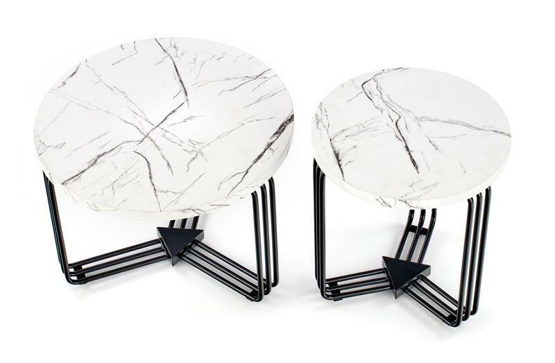 Stolić za kavu Anecca M (bijeli mramor + crna)