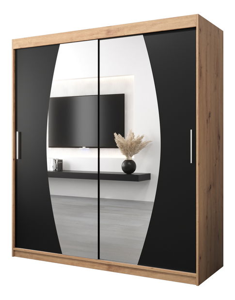 Dulap de haine 180 cm Eclipse (Stejar artisan + Negru mat)