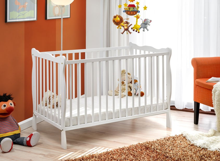 Detská postieľka 60 cm Adria II 26 WW BA+M (biela) (s matracom)