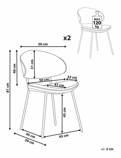 Set blagovaonskih stolica (2 kom.) Kiaza (bež)