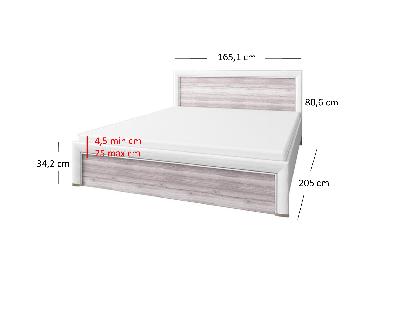 Manželská posteľ 160 cm ORONTES (krémová + dub ancona) (s roštom)