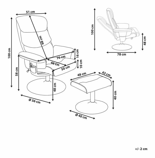 Masažna fotelja LEGAZO (umjetna koža) (siva)