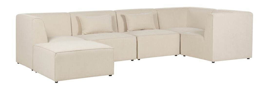 Rohová sedacia súprava s taburetkou Lemia (piesková) (L)